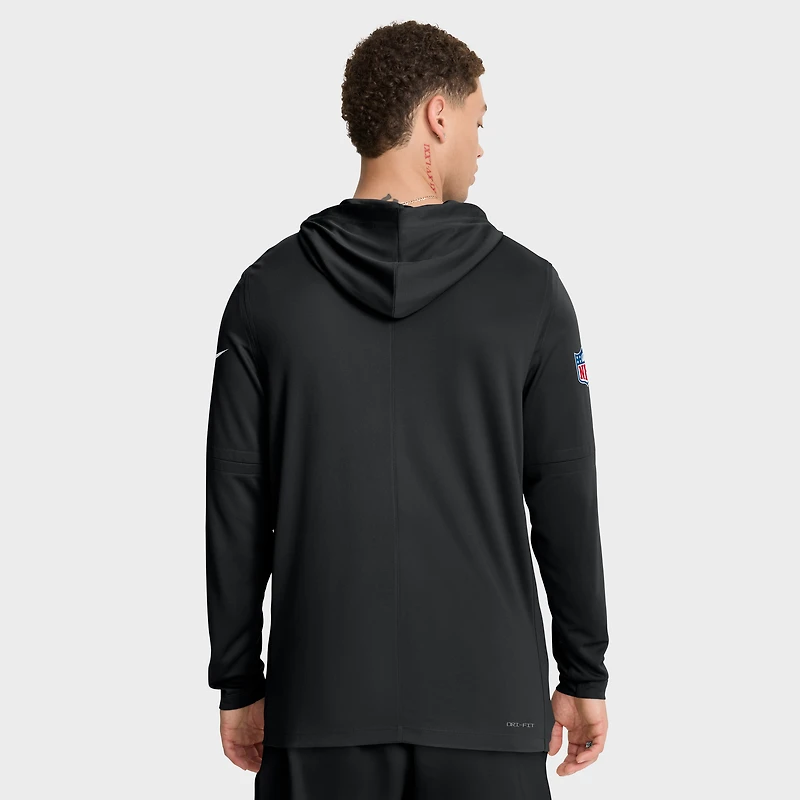 Men's Nike Black Baltimore Ravens 2025 Sideline Pure Fury Dri-FIT Long Sleeve Hoodie T-Shirt