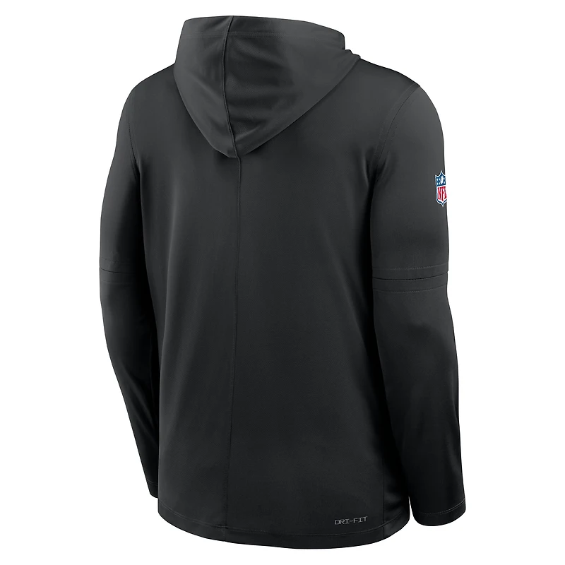 Men's Nike Black Baltimore Ravens 2025 Sideline Pure Fury Dri-FIT Long Sleeve Hoodie T-Shirt