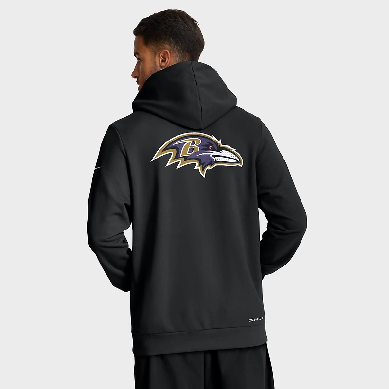 Men's Nike Black Baltimore Ravens 2025 Sideline Standard Issue Utility Player Dri-FIT Full-Zip Hoodie