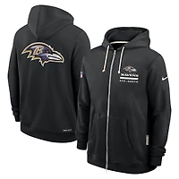 Sweat à capuche Nike noir Baltimore Ravens 2025 Sideline Utility Player Dri-FIT pour homme avec fermeture éclair intégrale