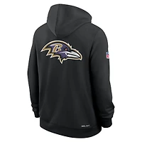 Sweat à capuche Nike noir Baltimore Ravens 2025 Sideline Utility Player Dri-FIT pour homme avec fermeture éclair intégrale