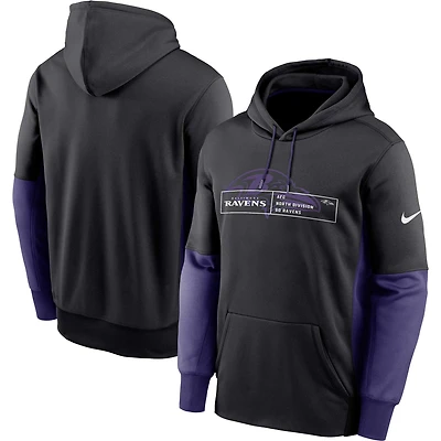 Men's Nike Black Baltimore Ravens Color Block Fleece Performance Pullover Hoodie