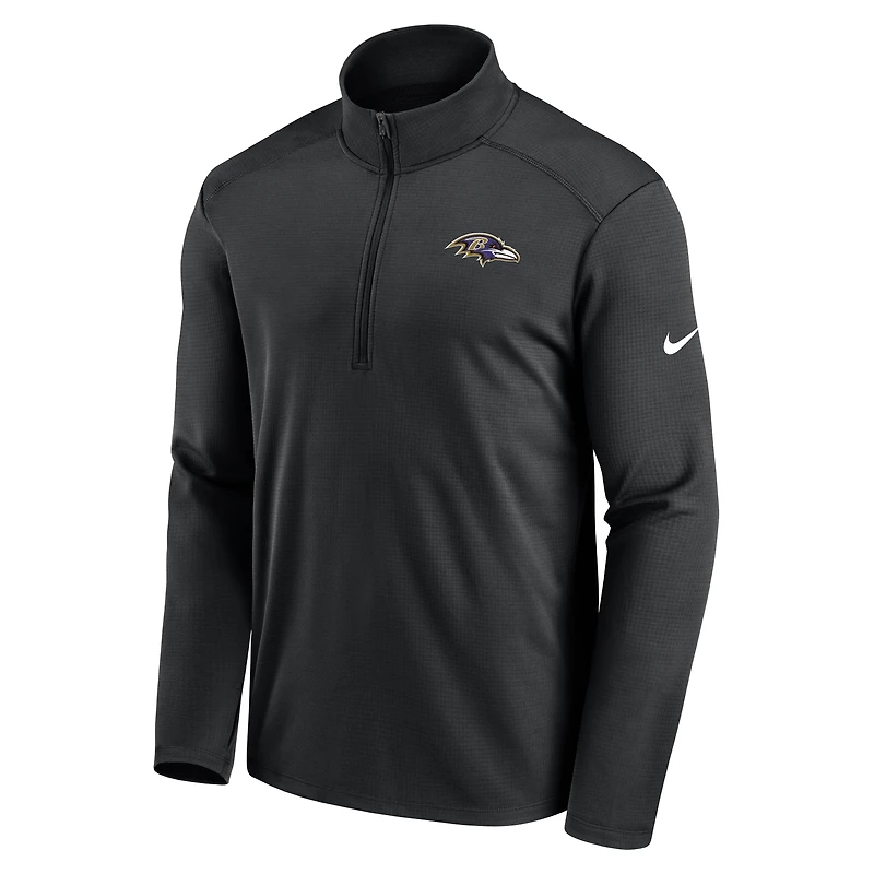 Pull-over Nike Pacer Dri-FIT noir pour homme, modèle Baltimore Ravens, à demi-zip