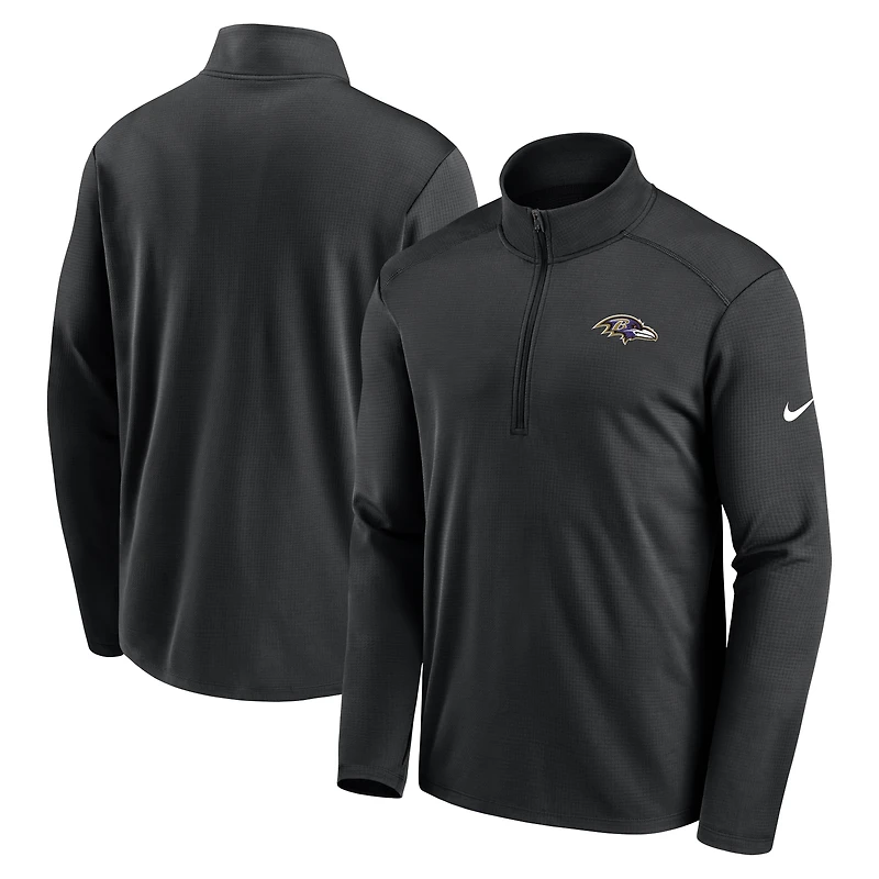 Pull-over Nike Pacer Dri-FIT noir pour homme, modèle Baltimore Ravens, à demi-zip