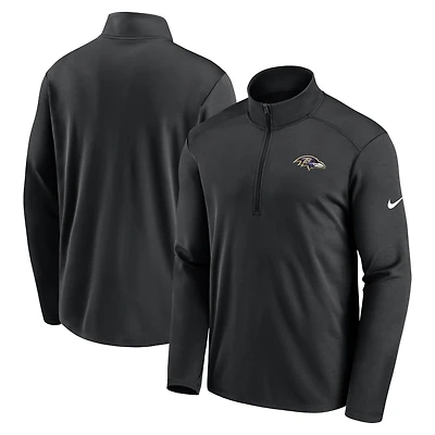 Pull-over Nike Pacer Dri-FIT noir pour homme, modèle Baltimore Ravens, à demi-zip