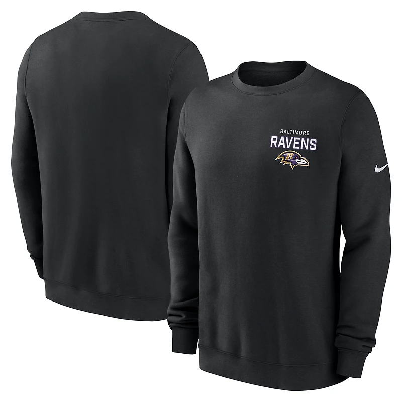 Men's Nike Black Baltimore Ravens Primetime Club Fleece Pullover Sweatshirt
