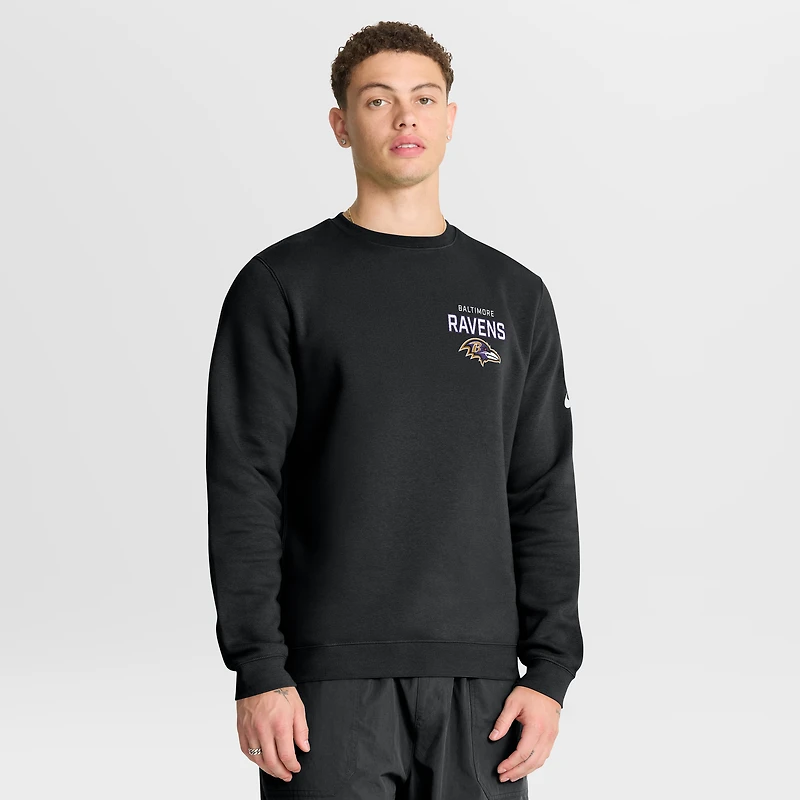 Men's Nike Black Baltimore Ravens Primetime Club Fleece Pullover Sweatshirt