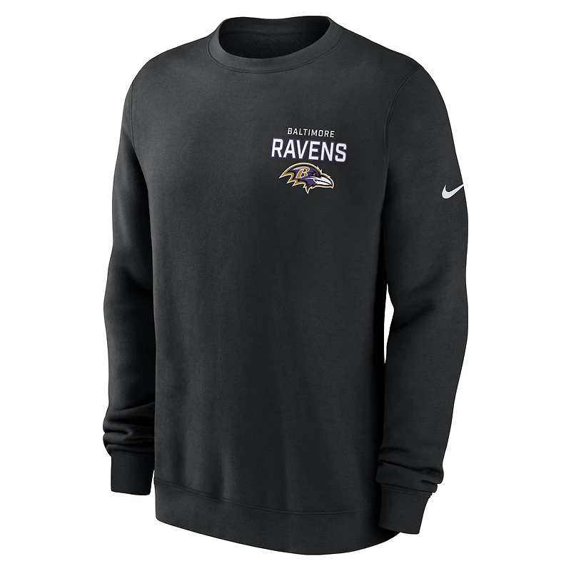 Men's Nike Black Baltimore Ravens Primetime Club Fleece Pullover Sweatshirt