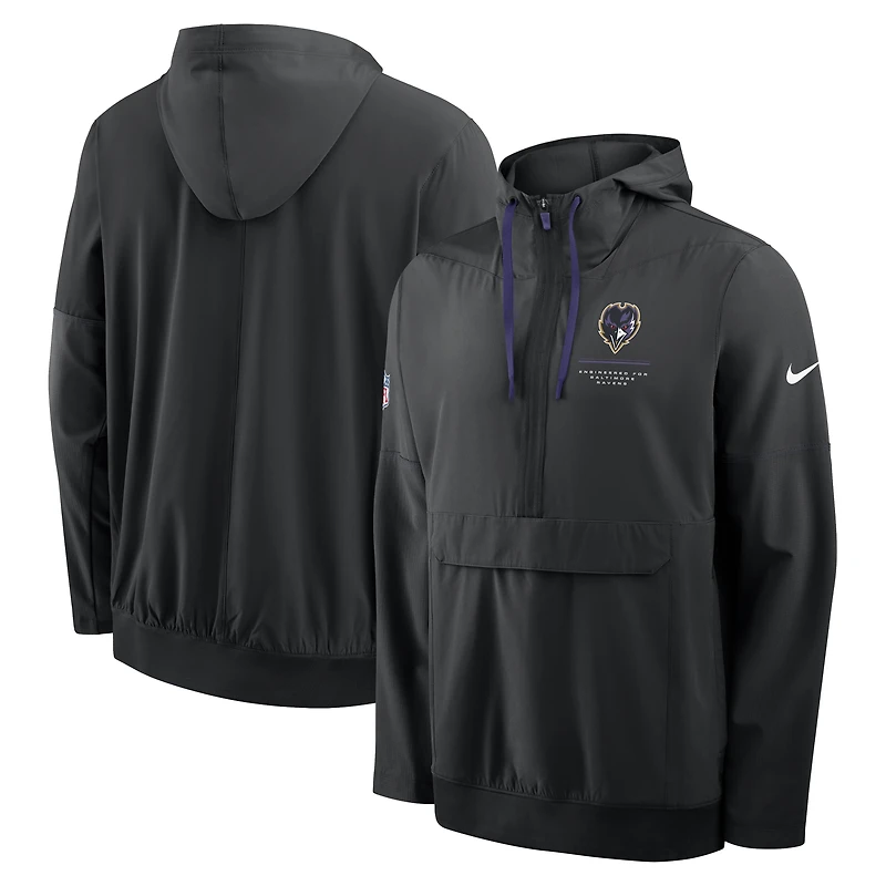 Veste anorak à demi-zip et capuche Nike Baltimore Ravens pour homme, noire.