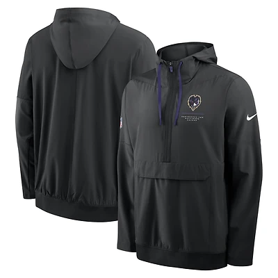 Veste anorak à demi-zip et capuche Nike Baltimore Ravens pour homme, noire.