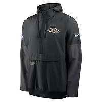 Men's Nike Black Baltimore Ravens Sideline Anorak Half-Zip Hoodie Jacket