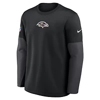 T-shirt Nike Therma-FIT à manches longues pour homme, noir, Baltimore Ravens