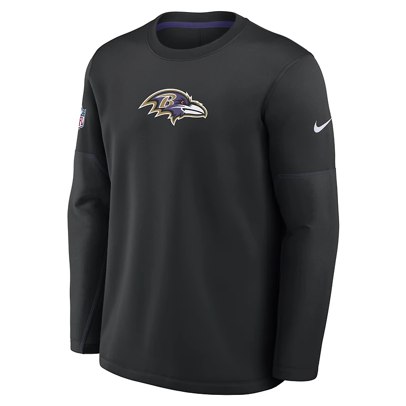 Men's Nike Black Baltimore Ravens Sideline Coaches Midweight Therma-FIT Sweatshirt