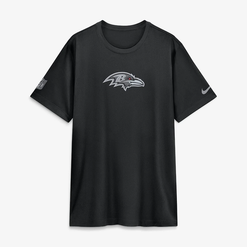T-shirt Nike Legend Dri-FIT noir pour homme, Baltimore Ravens, en bord de touche.