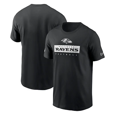 T-shirt Nike noir Baltimore Ravens Sideline Performance pour homme