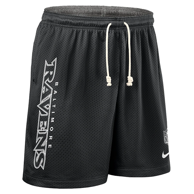 Short réversible Nike Dri-FIT noir pour homme des Baltimore Ravens