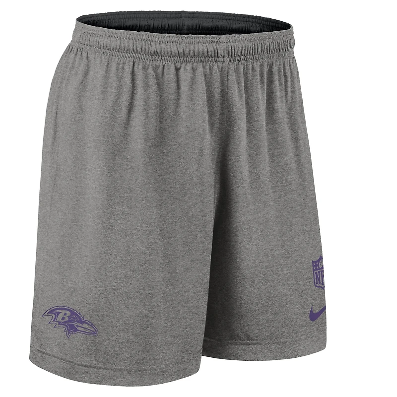 Short réversible Nike Dri-FIT noir pour homme des Baltimore Ravens