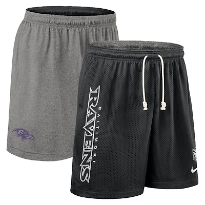 Short réversible Nike Dri-FIT noir pour homme des Baltimore Ravens