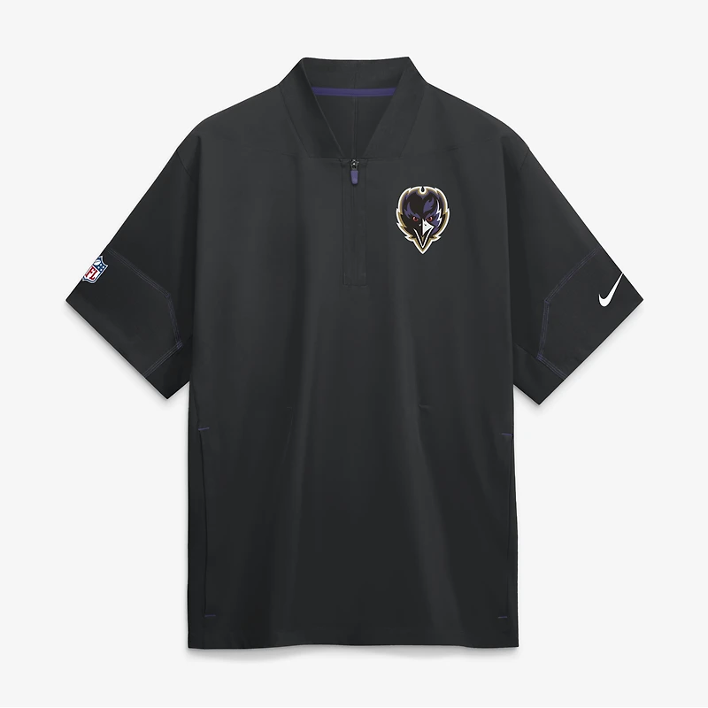 Men's Nike Black Baltimore Ravens Sideline Short Sleeve Quarter-Zip Coaches Jacket