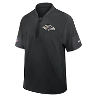 Men's Nike Black Baltimore Ravens Sideline Short Sleeve Quarter-Zip Dri-FIT Coach Jacket