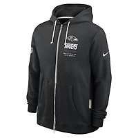 Sweat à capuche zippé Nike Baltimore Ravens Sideline Standard Issue Dri-FIT noir pour homme