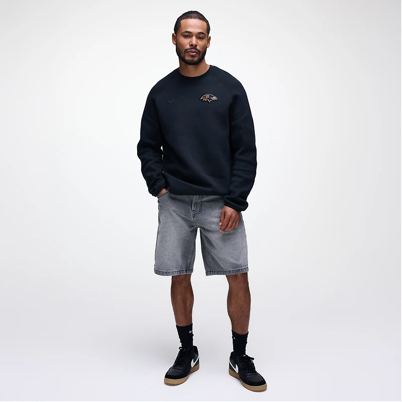 Men's Nike Black Baltimore Ravens Tech Fleece Raglan Sweatshirt