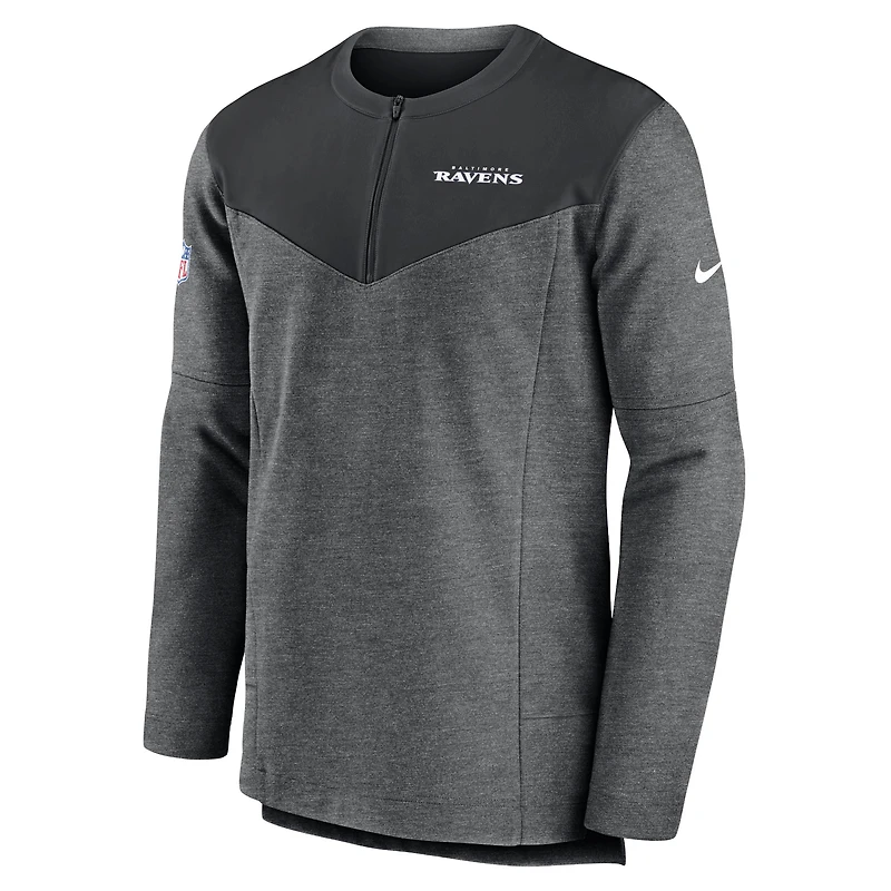 Men's Nike Charcoal Baltimore Ravens Sideline Lockup Performance Quarter-Zip Top
