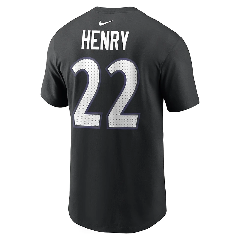 T-shirt Nike pour homme, modèle Derrick Henry violet, Baltimore Ravens, avec nom et numéro.