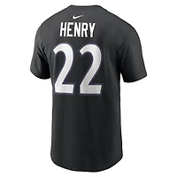 T-shirt Nike pour homme, modèle Derrick Henry violet, Baltimore Ravens, avec nom et numéro.