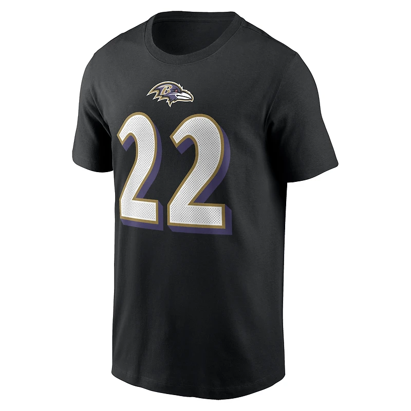 T-shirt Nike Derrick Henry pour homme, noir, Baltimore Ravens, nom et numéro du joueur
