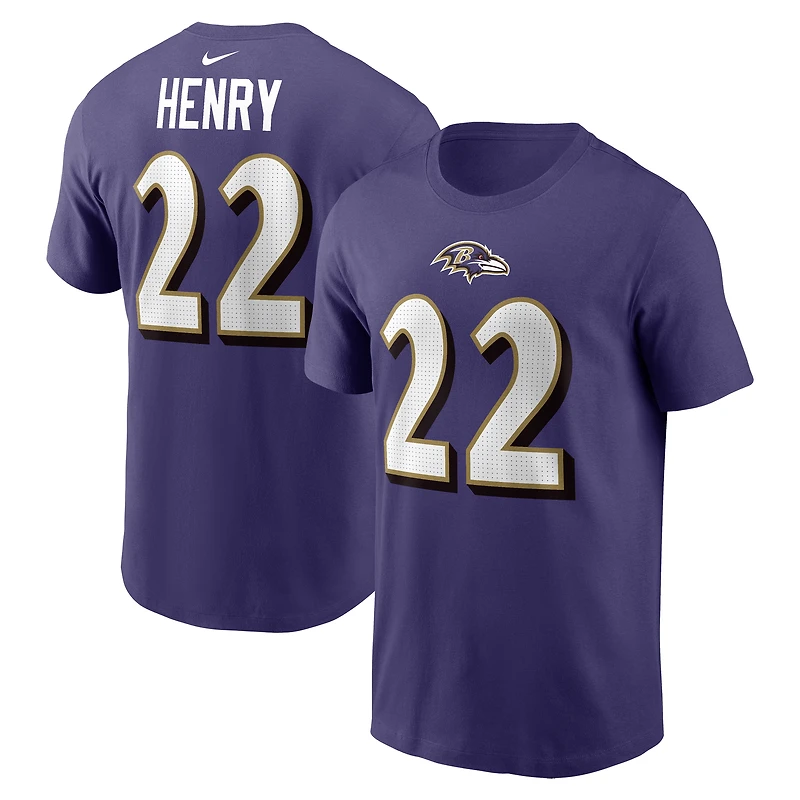 T-shirt avec nom et numéro de joueur Nike Derrick Henry violet Baltimore Ravens pour homme
