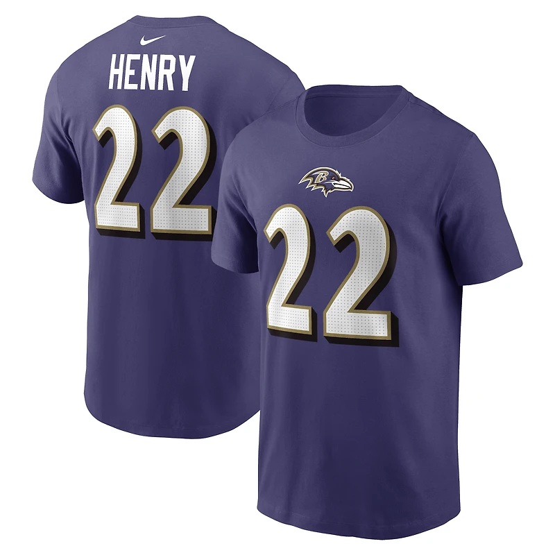 T-shirt avec nom et numéro de joueur Nike Derrick Henry violet Baltimore Ravens pour homme