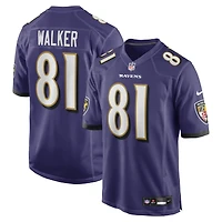 Maillot de match Nike Devontez Walker violet pour homme des Baltimore Ravens