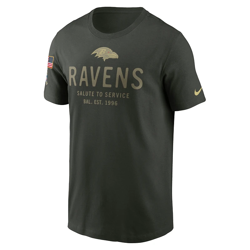 T-shirt Nike Dri-FIT vert forêt Baltimore Ravens 2025 Salute to Service Sideline Edge pour homme