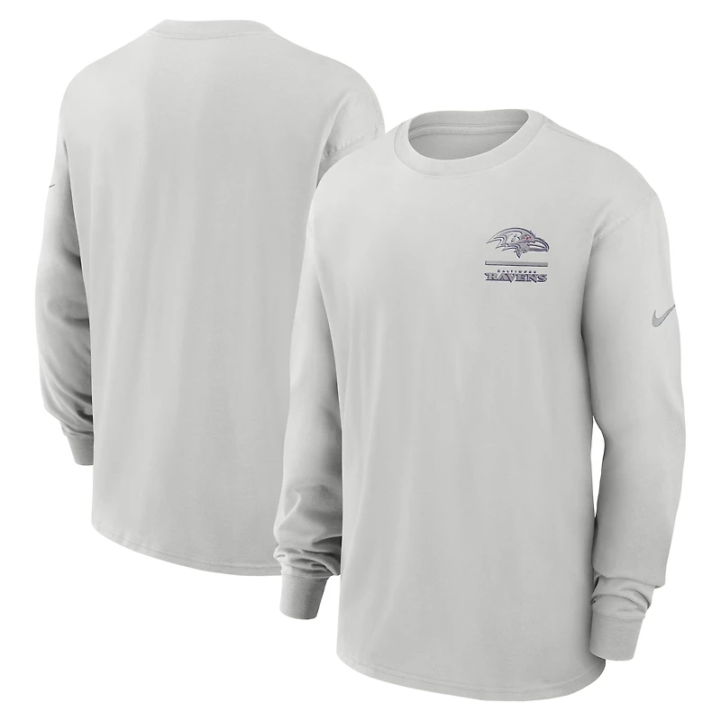 T-shirt à manches longues Nike gris Baltimore Ravens Essential Heavy Max90 pour homme
