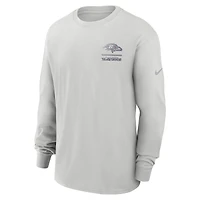 T-shirt à manches longues Nike gris Baltimore Ravens Essential Heavy Max90 pour homme