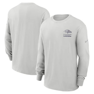 T-shirt à manches longues Nike gris Baltimore Ravens Essential Heavy Max90 pour homme