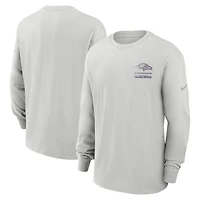 T-shirt à manches longues Nike gris Baltimore Ravens Essential Heavy Max90 pour homme