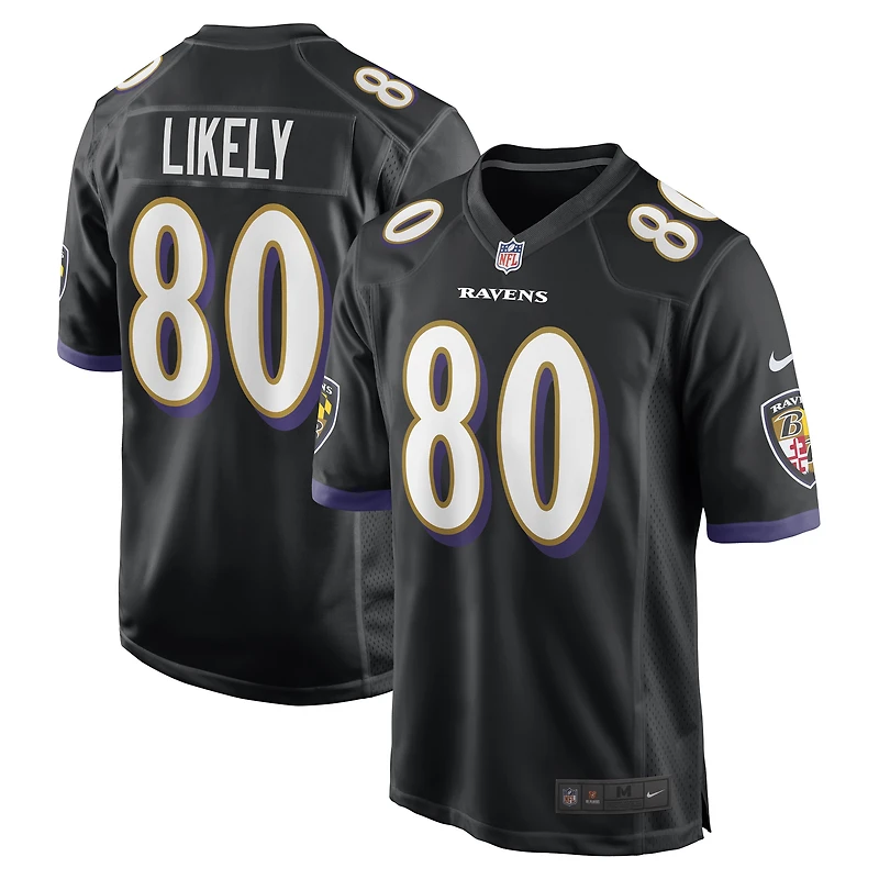 Maillot de match alternatif des Ravens Baltimore Nike Isaiah Likely noir pour homme
