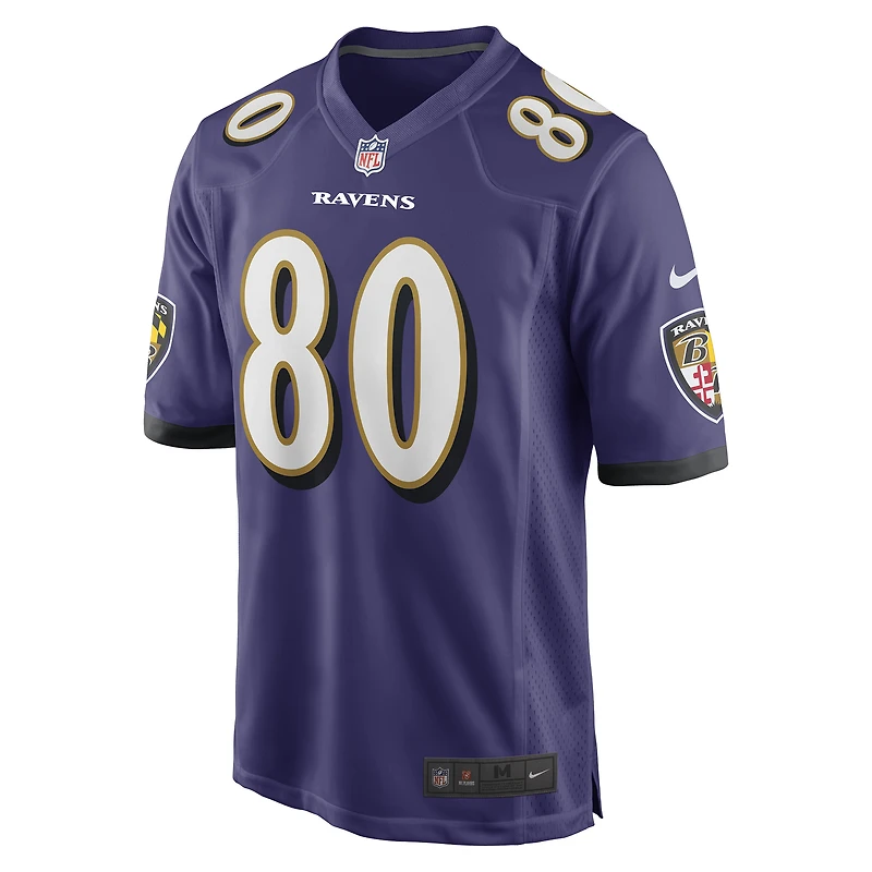 Maillot de match joueur Nike Isaiah Likely Purple Baltimore Ravens pour hommes