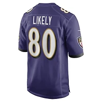 Maillot de match joueur Nike Isaiah Likely Purple Baltimore Ravens pour hommes