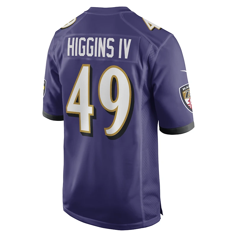 Men's Nike Jay Higgins IV Purple Baltimore Ravens Team Game Jersey