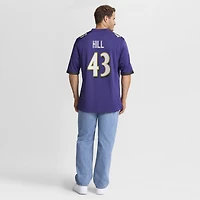 Men's Nike Justice Hill Purple Baltimore Ravens Game Jersey