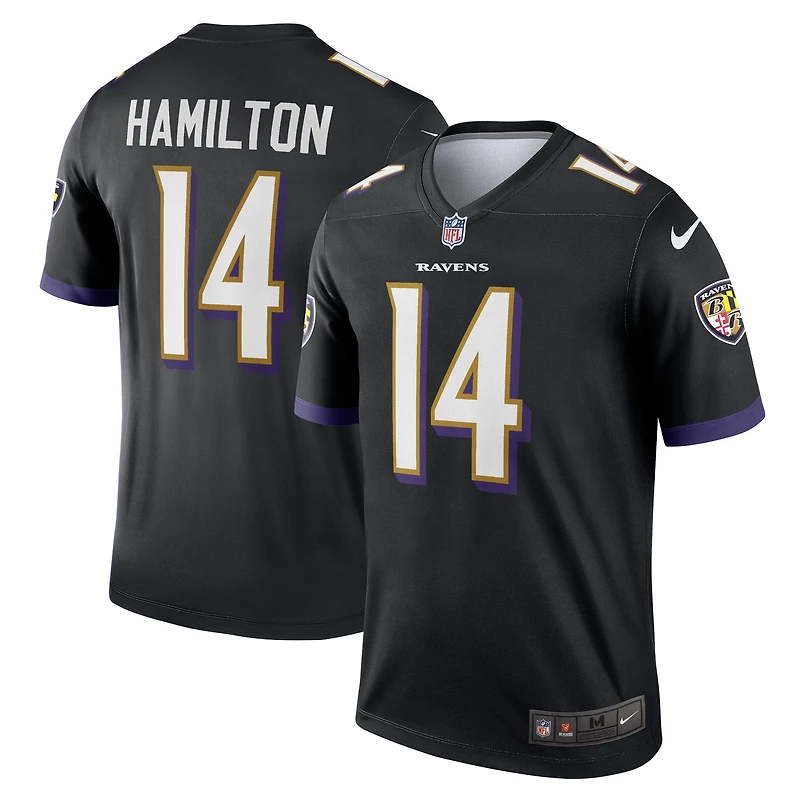 Haut Nike Kyle Hamilton noir pour homme, joueur légendaire des Baltimore Ravens