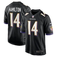 Maillot de match Nike Kyle Hamilton pour hommes, noir, Baltimore Ravens, joueur