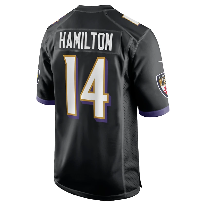 Maillot de match Nike Kyle Hamilton pour hommes, noir, Baltimore Ravens, joueur