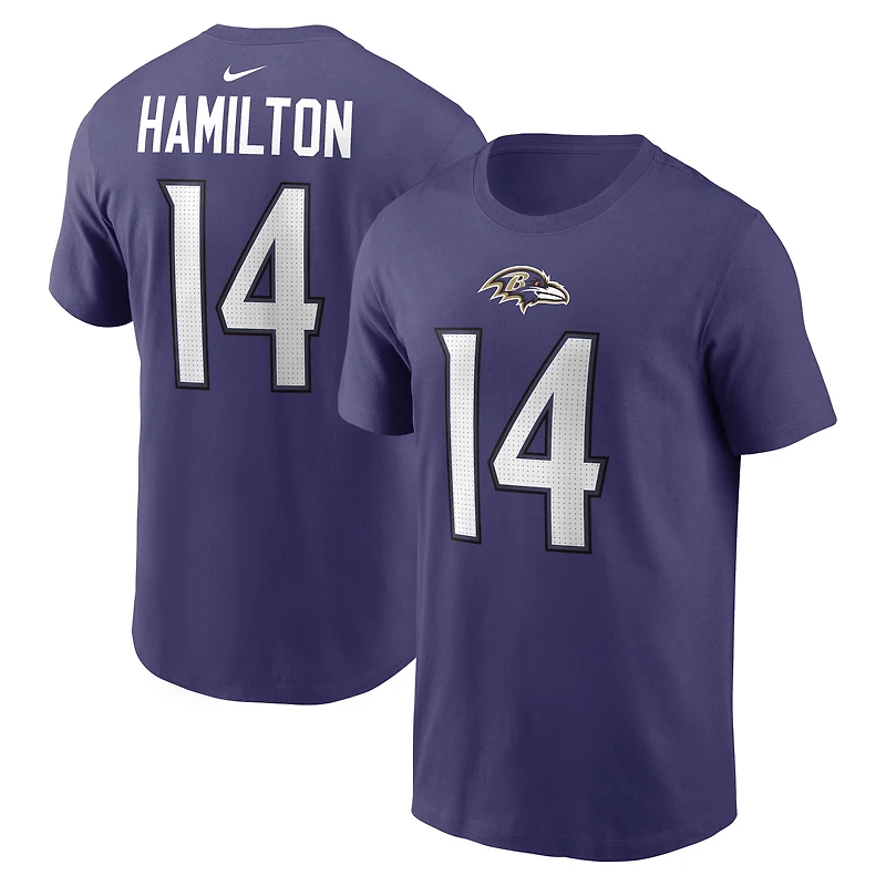 Men's Nike Kyle Hamilton Purple Baltimore Ravens Name & Number T-Shirt