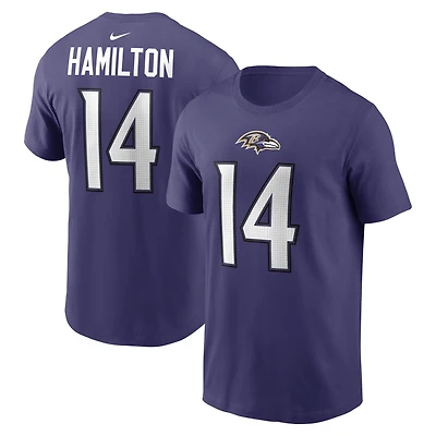 Men's Nike Kyle Hamilton Purple Baltimore Ravens Name & Number T-Shirt