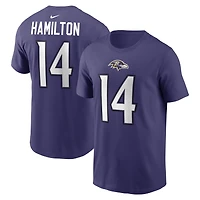 Men's Nike Kyle Hamilton Purple Baltimore Ravens Name & Number T-Shirt
