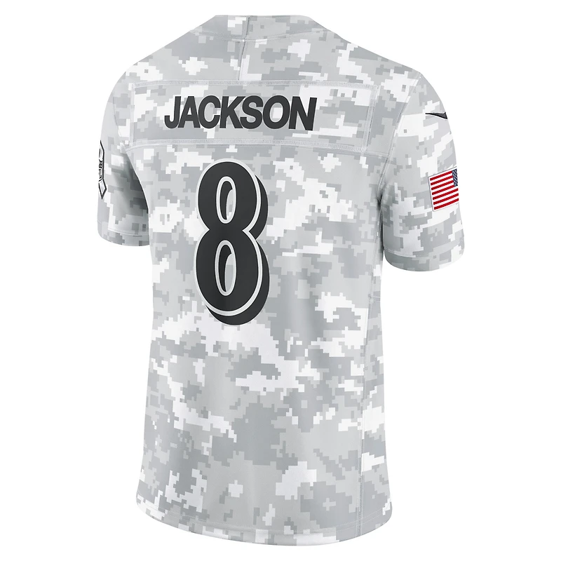 Men's Nike Lamar Jackson Arctic Camo Baltimore Ravens 2024 Salute to Service Limited Jersey